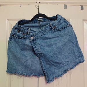 Denim wrap skirt